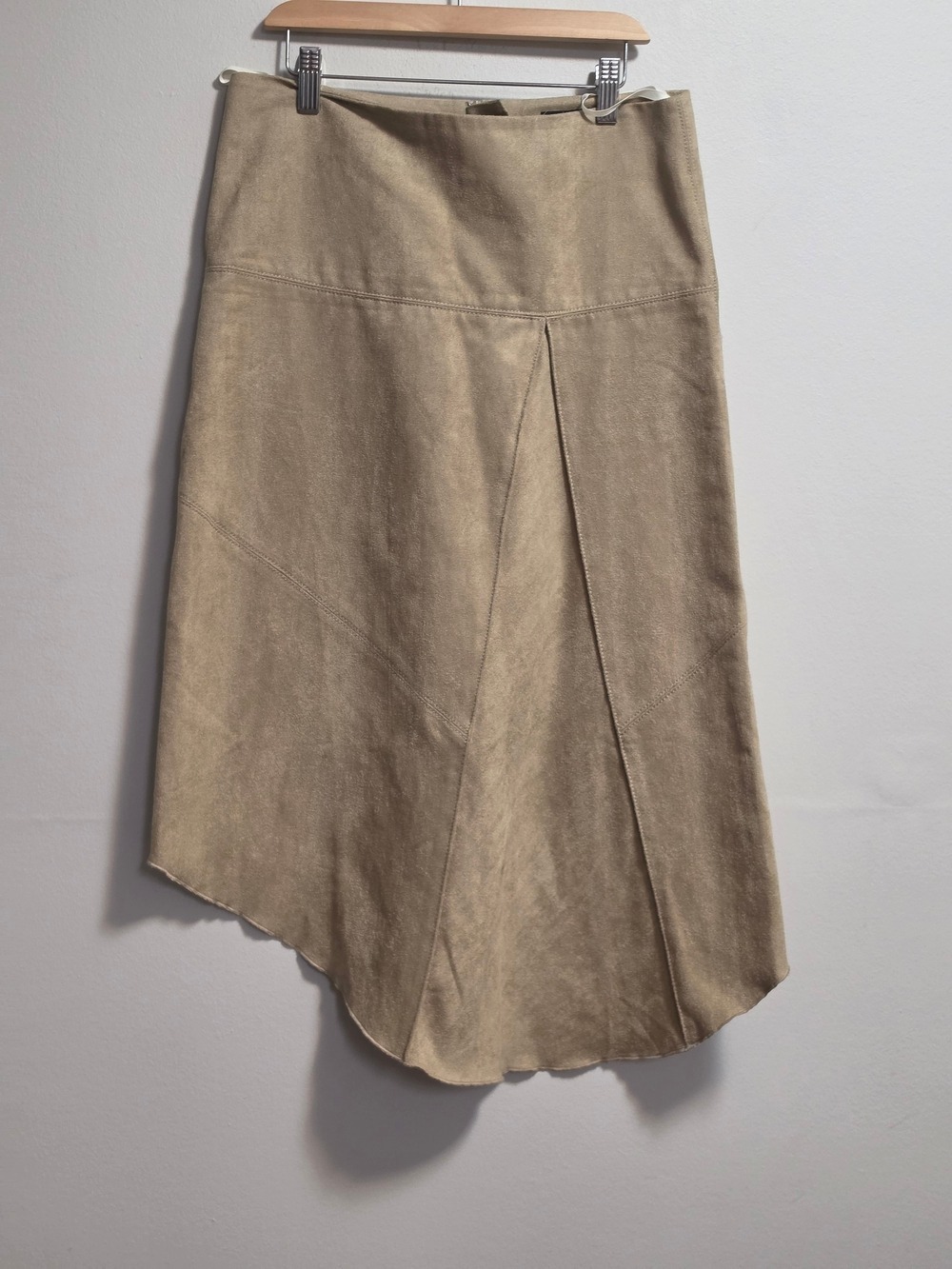 Mexx Asymmetrical Taupe Beige Suede Skirt